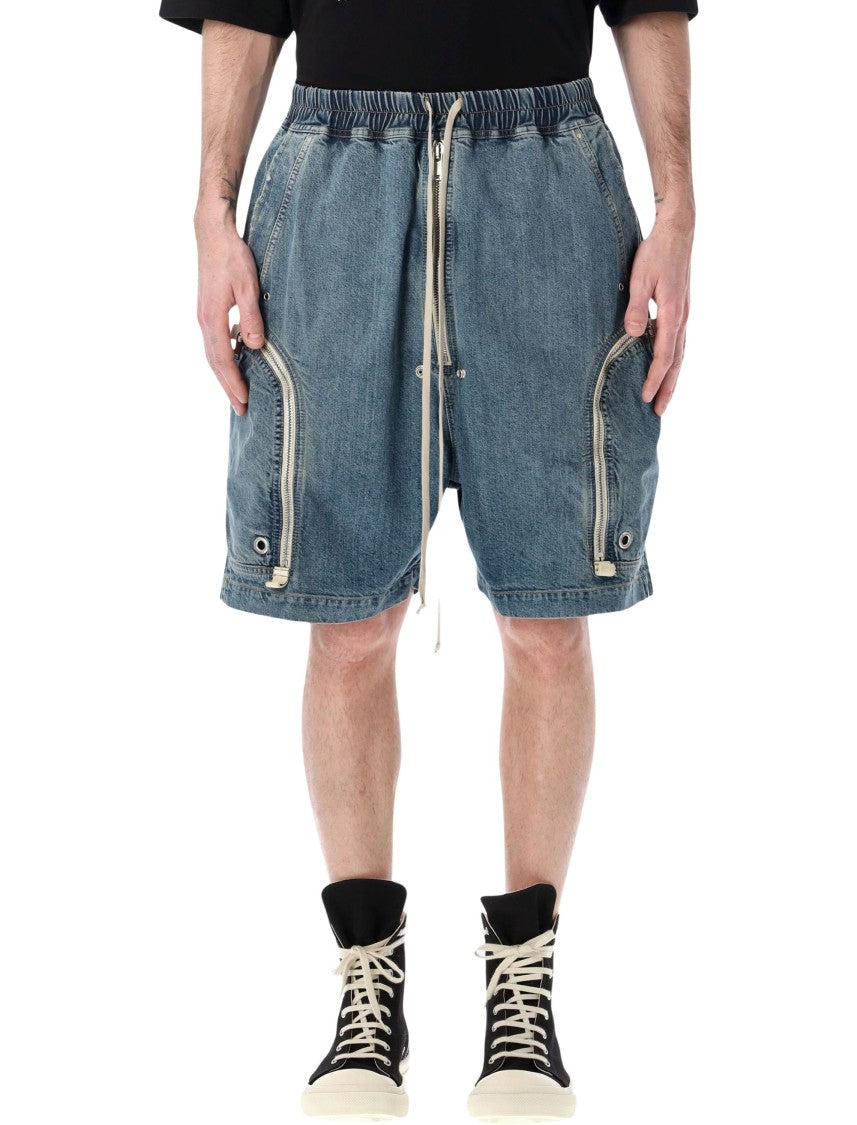 Drkshdw By Rick Owens Indigo Denim Bauhaus Pods Cargo Shorts