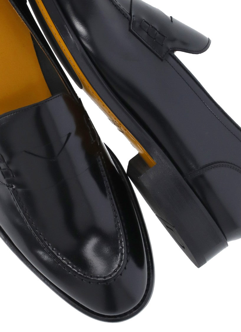 Doucal's Black Smooth Leather Loafers