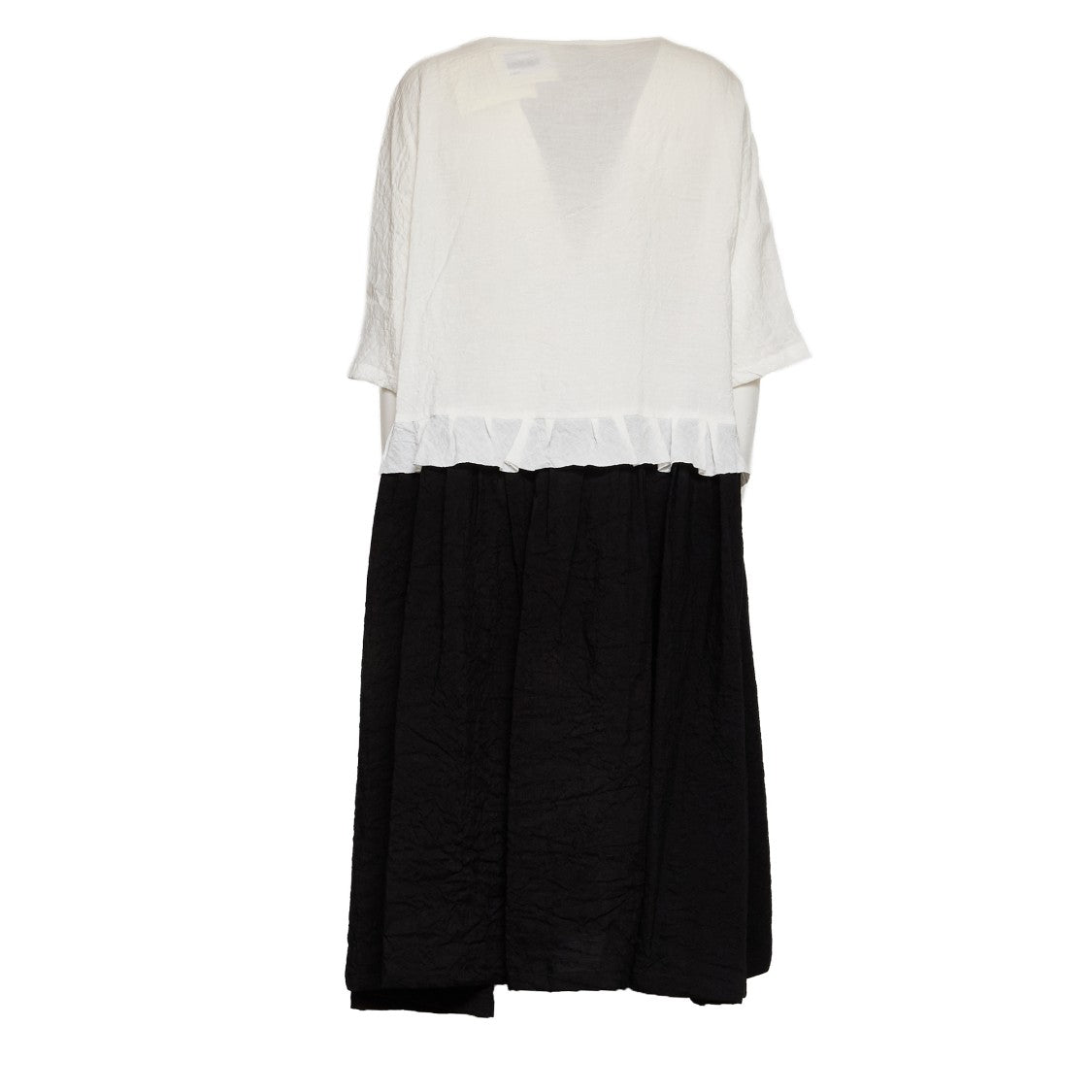 Apuntob Two-Tone Short Sleeve Dress With Side Pleating