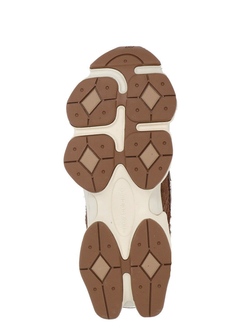 New Balance Brown Leather And Fabric Sneakers With Iconic Branding