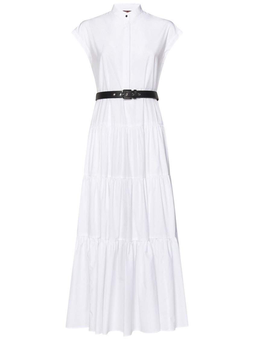 Max Mara Midi Dress In White Cotton Poplin