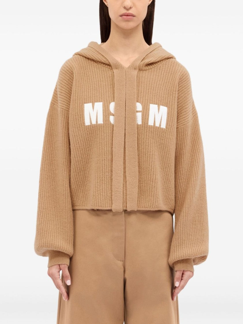 Msgm Short Sweatshirt With Logo