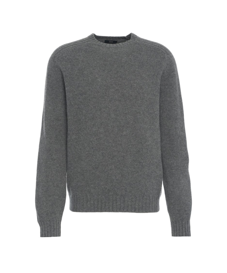Herno Timeless Grey Wool Sweater With Crew Neckline