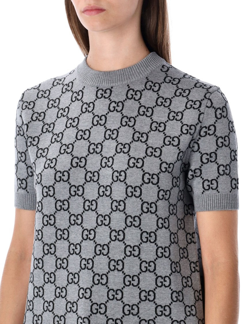 Gucci Gg Monogram Short Sleeve Reversible Sweater
