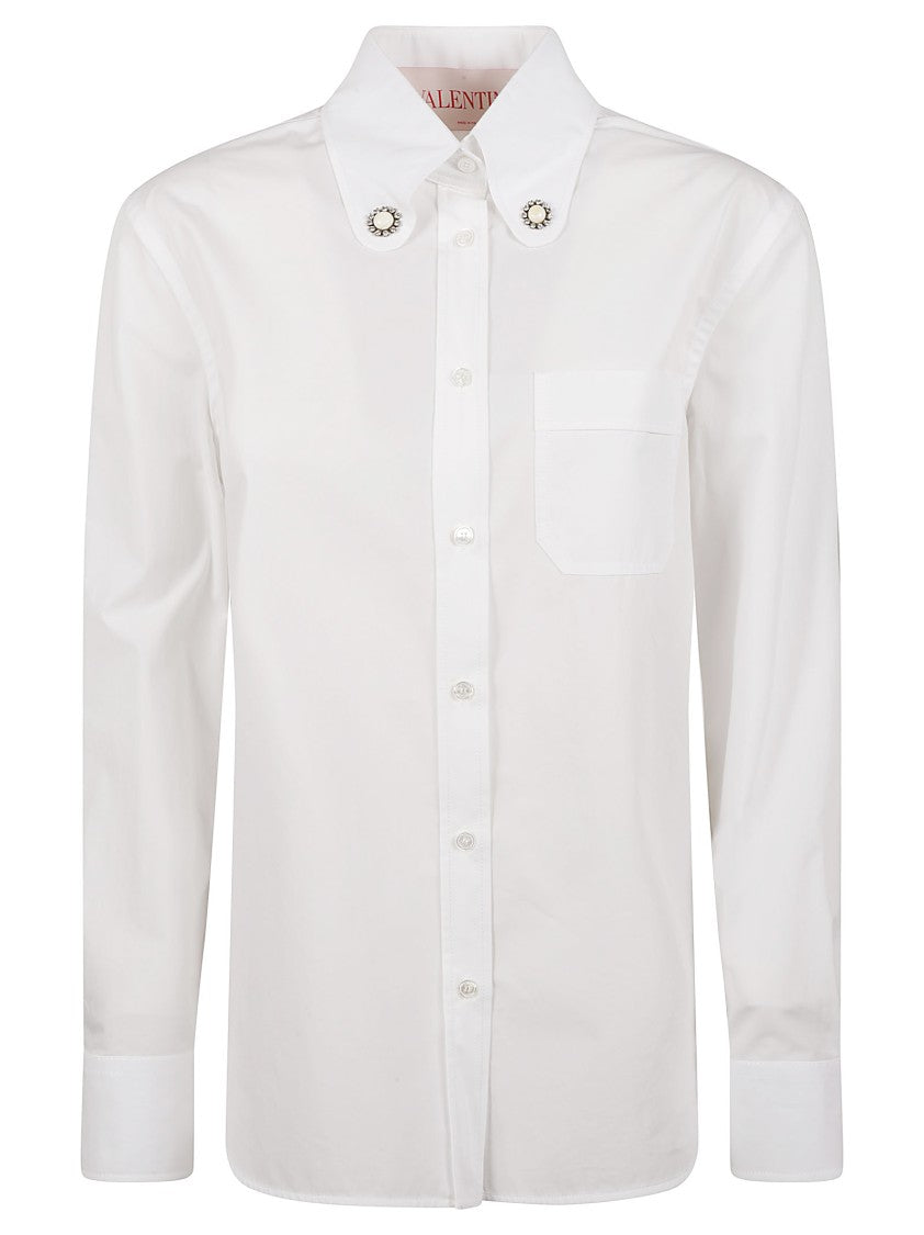 Valentino Garavani Tailored White Shirt With Embellished Collar