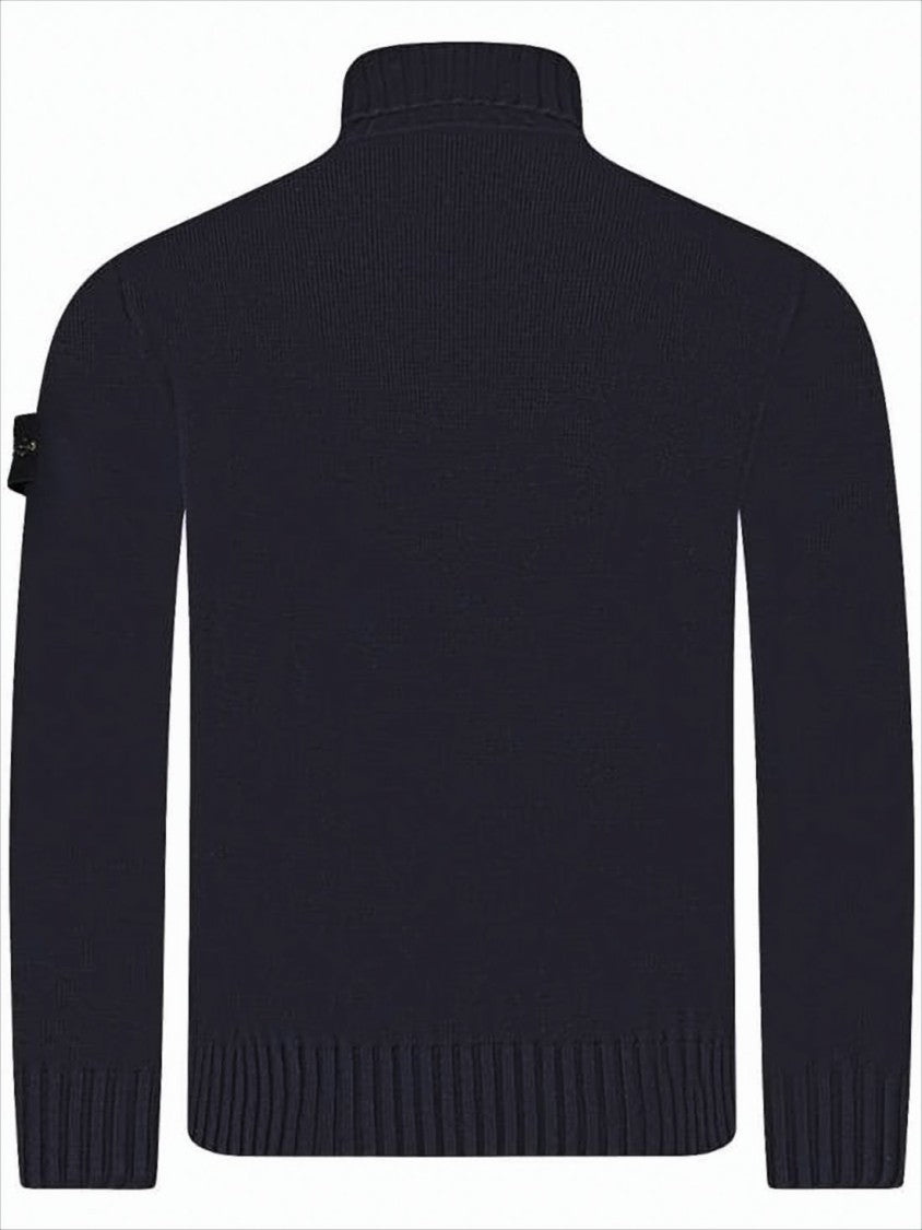 Stone Island Knitted Turtleneck Sweater With Ribbed Detailing