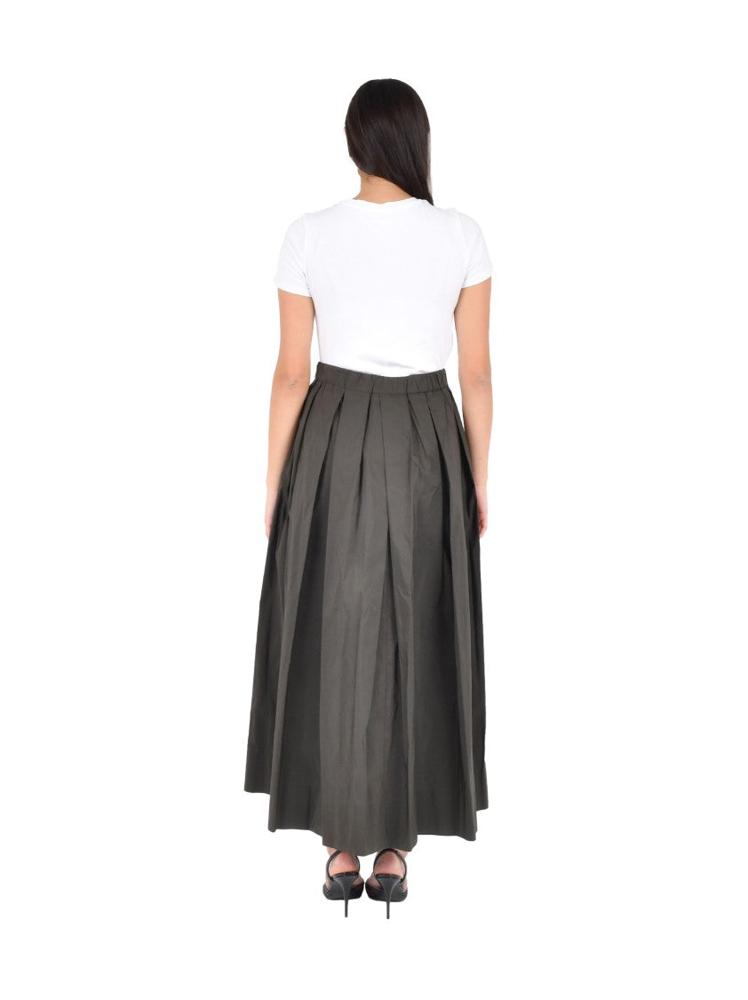 Max Mara Pleated Maxi Skirt In Soft Cotton Blend