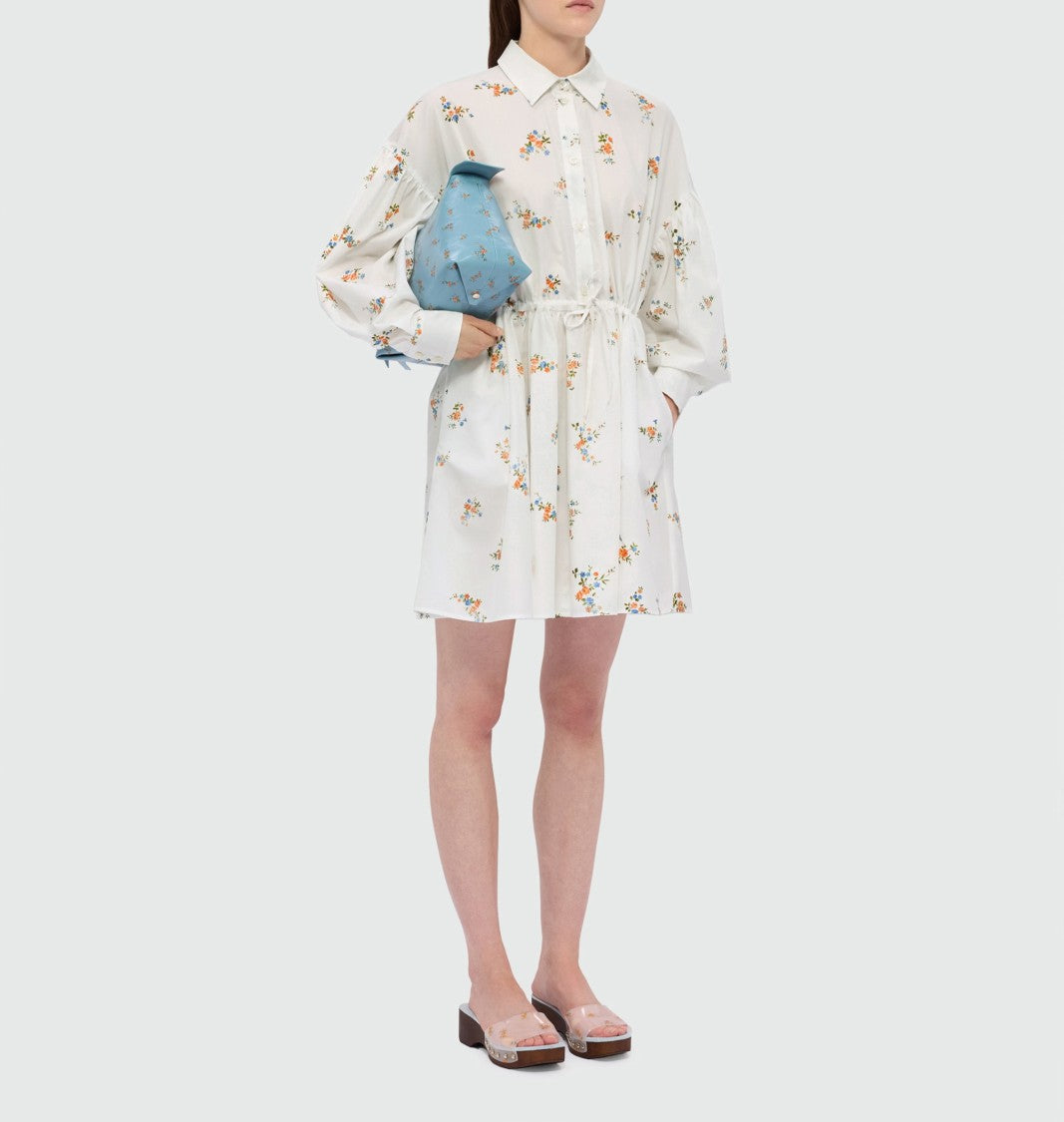 Msgm Floral Print Gathered Mini Dress