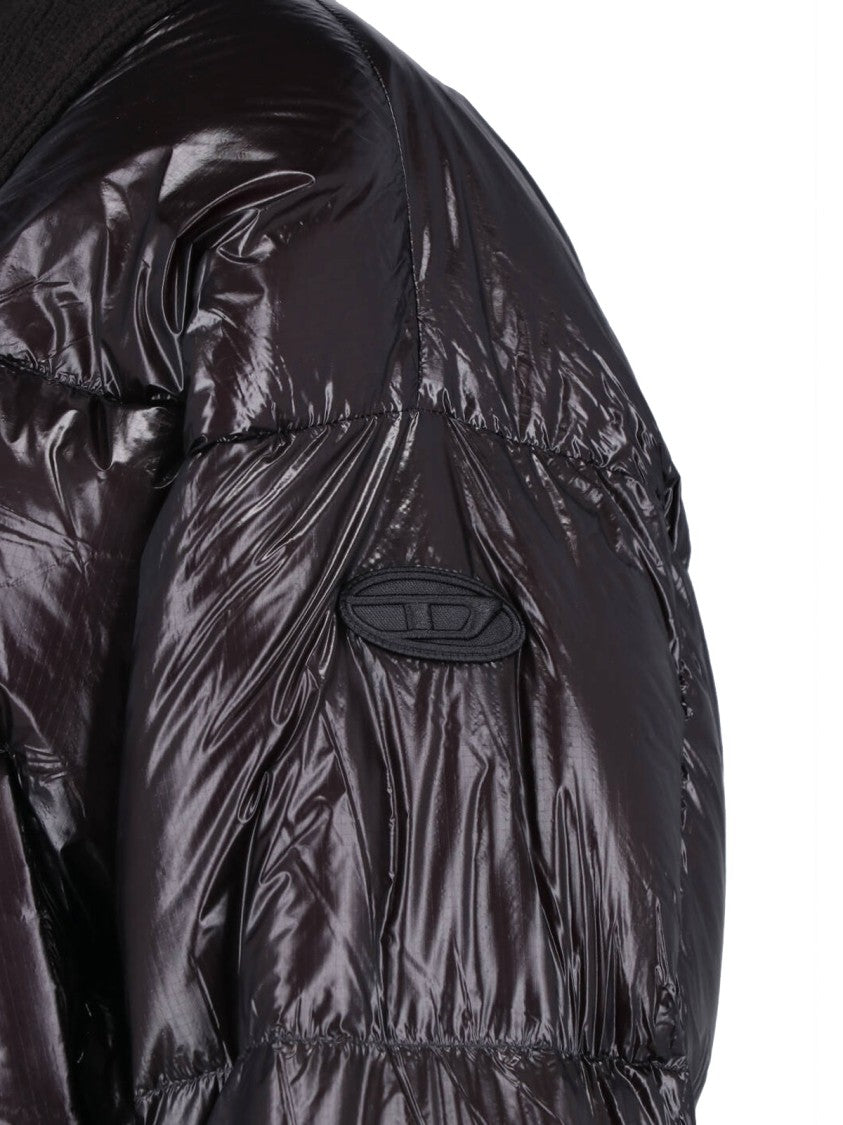 Diesel Black W-Warrior High Collar Down Jacket