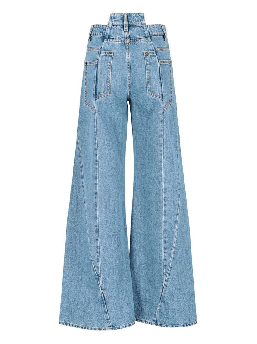 Maison Margiela High-Waisted Cut-Out Jeans With Wide Leg Silhouette
