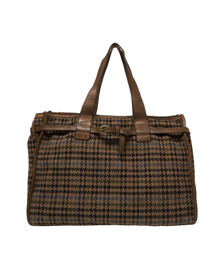 Campomaggi Houndstooth Patterned Campomaggi Shopper With Leather Accents