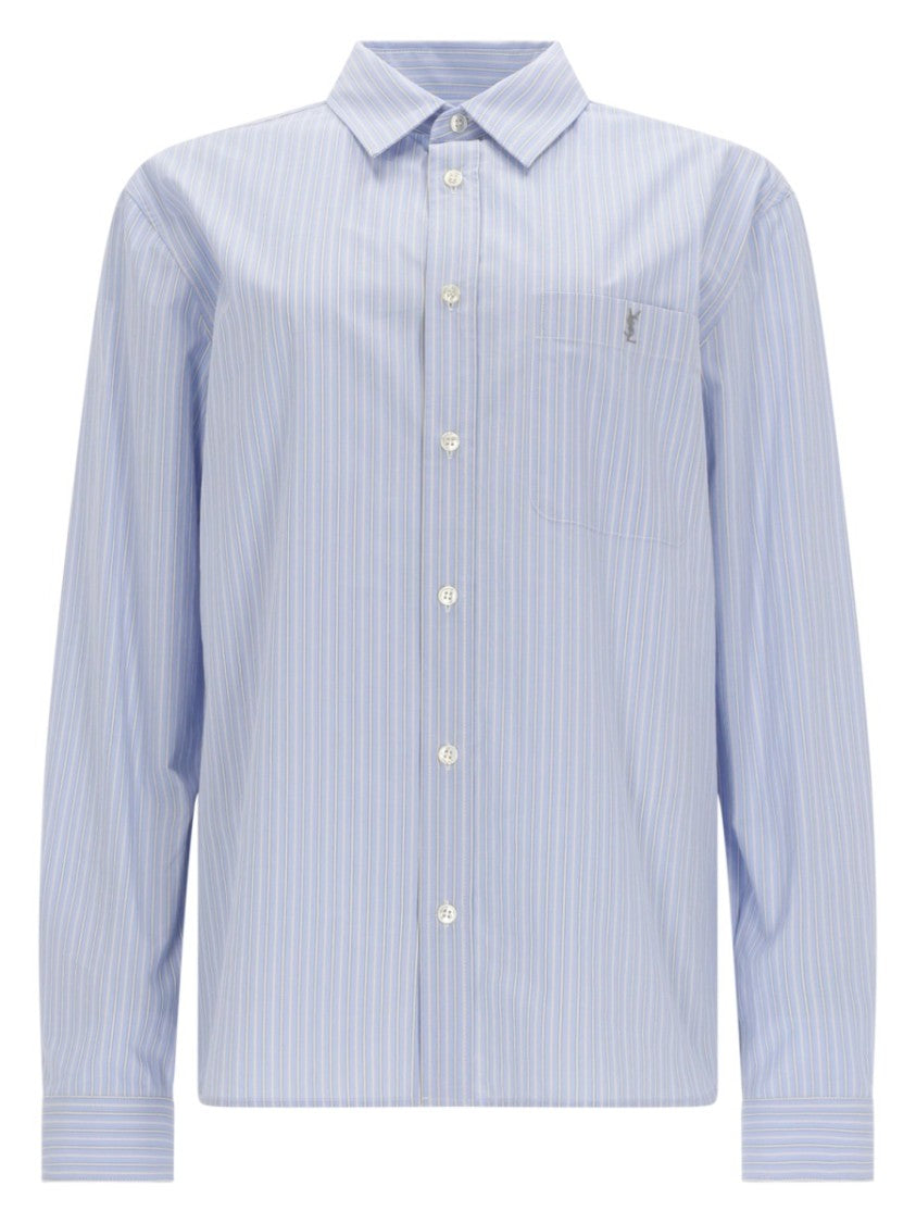 Saint Laurent Cassandre Striped Cotton Shirt