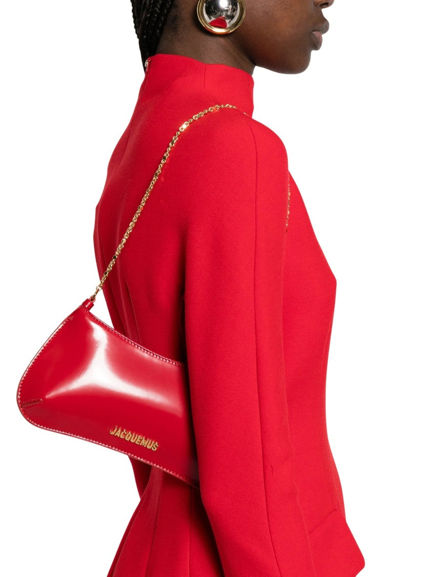 Jacquemus Red Leather Le Petit Bisou Chain Shoulder Bag