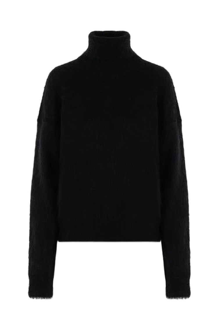 Saint Laurent Fuzzy Blend Turtleneck Sweater With Boxy Silhouette