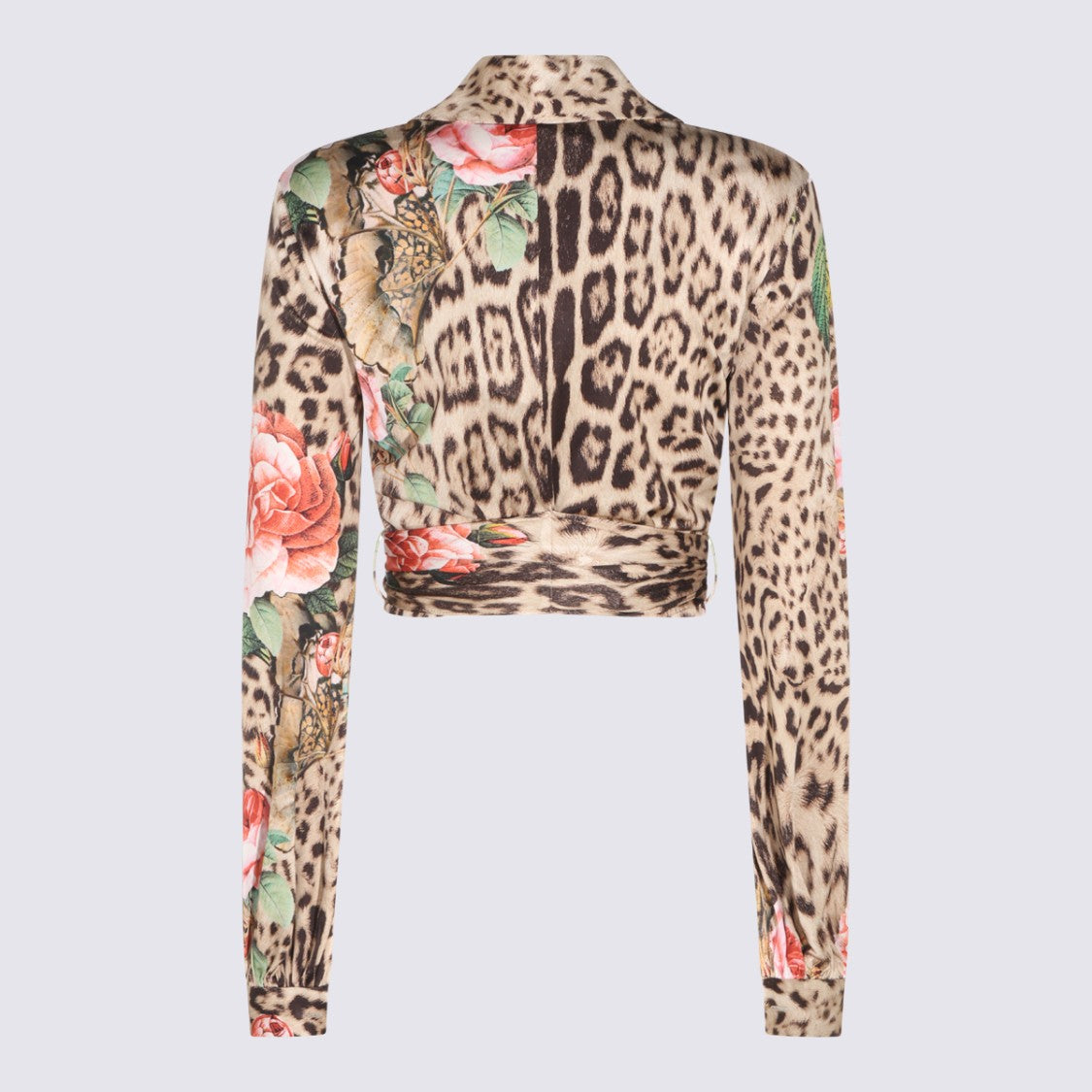 Roberto Cavalli Cropped Shirt With Bold Leopard Print