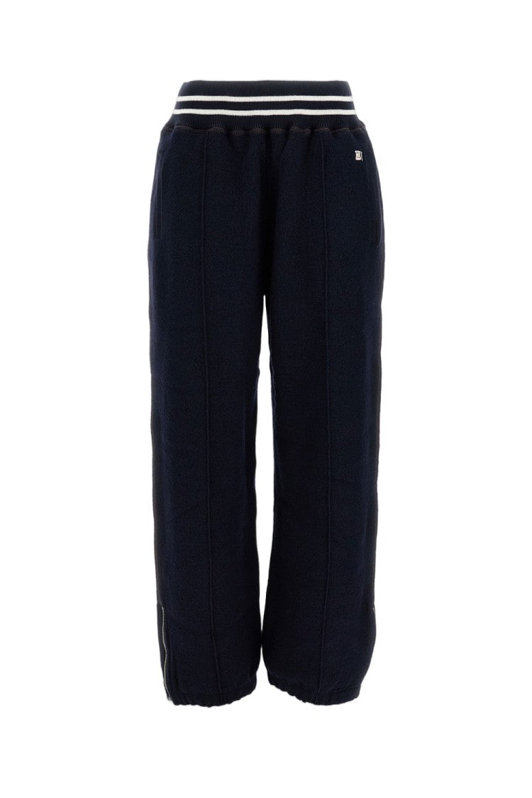 Wales Bonner Baggy Wool Trousers With Elastic Waistband And Ribbed Cuffs