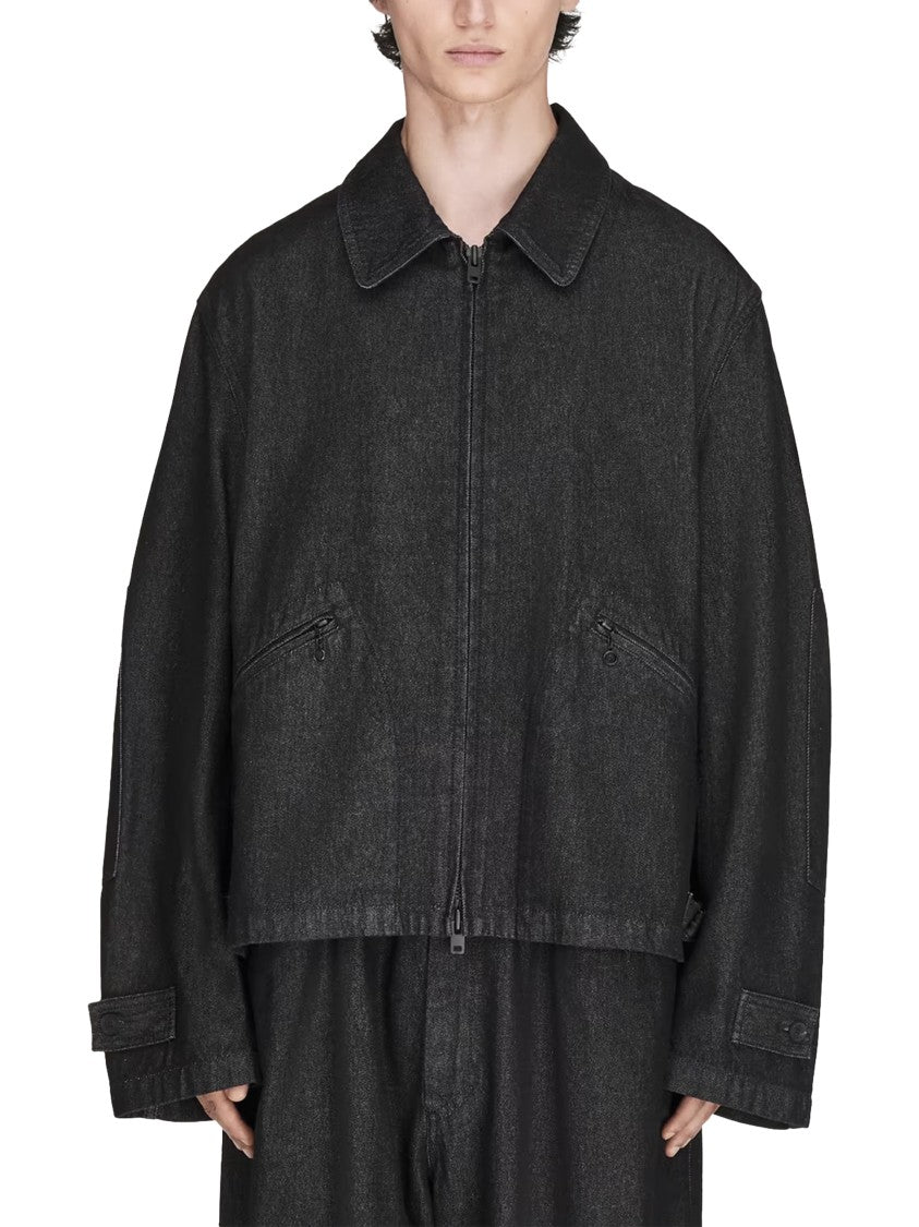 Y-3 M Denim Boxy Cropped Zip Denim Jacket