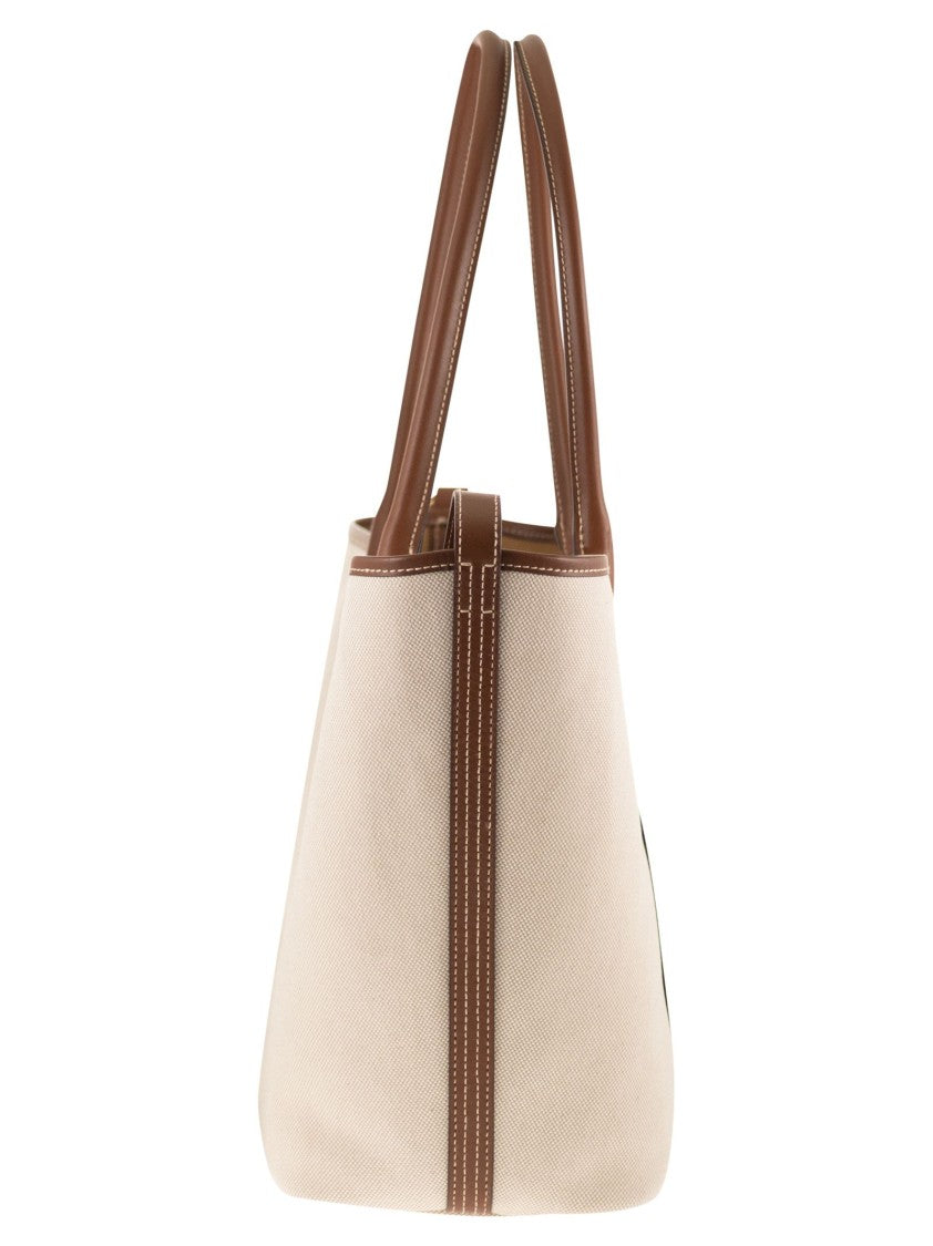 Polo Ralph Lauren Medium Bellport Tote Bag In Canvas And Leather