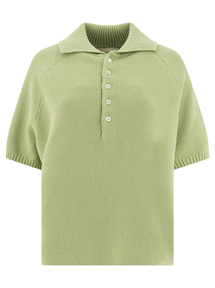 Umarmung Textured Knit Short-Sleeved Polo Shirt