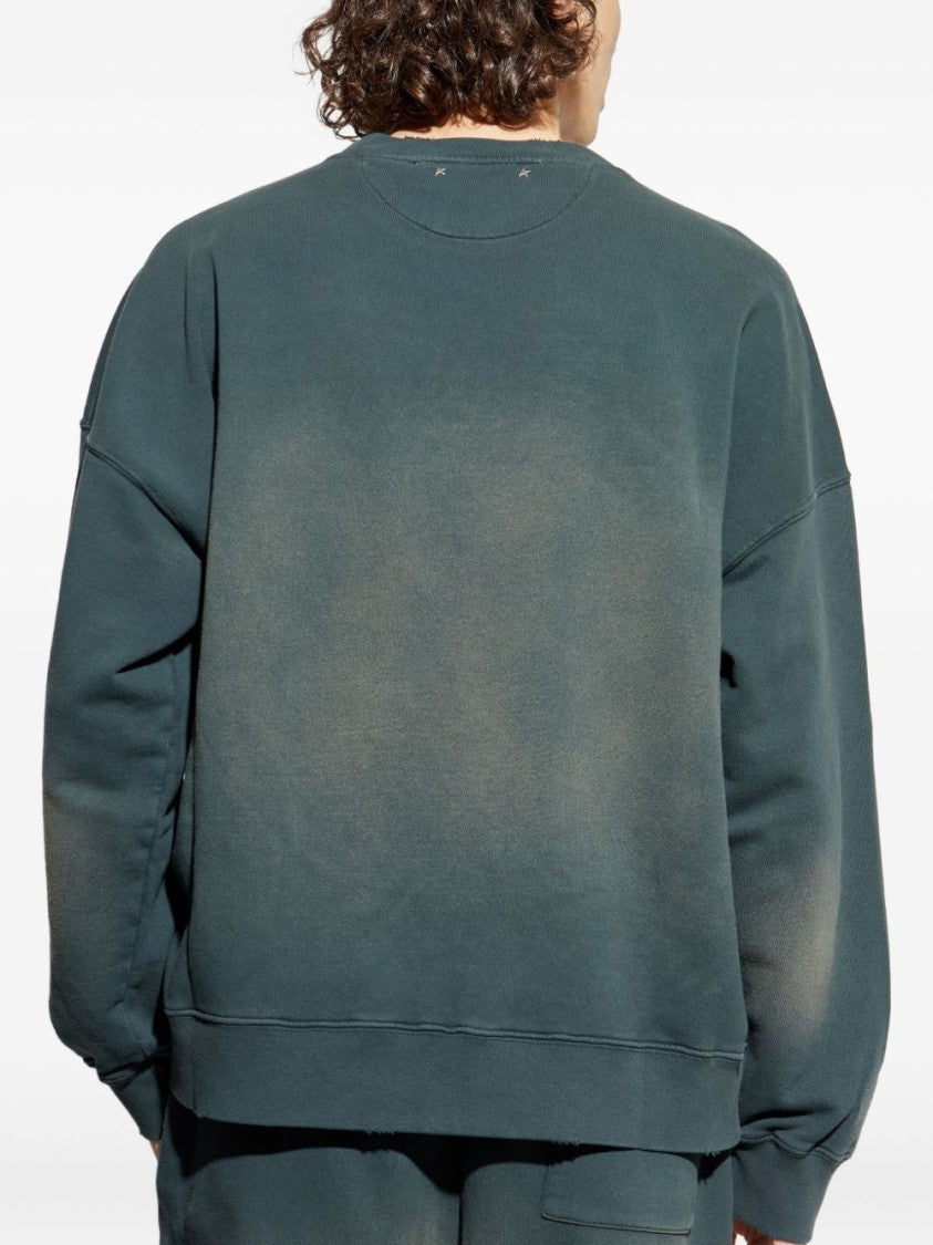 Golden Goose Moss Green Dyed Cotton Crewneck Sweatshirt