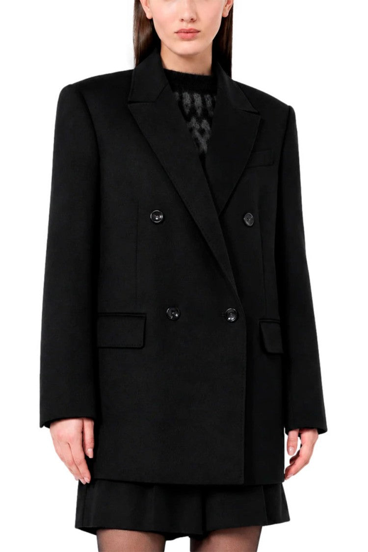 Max Mara Black Msthobby Double-Breasted Virgin Wool Blazer