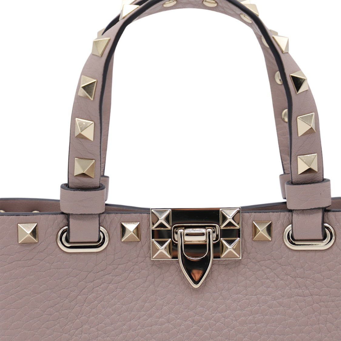 Valentino Garavani Structured Handbag With Gold-Tone Pyramid Studs And Dual Handles