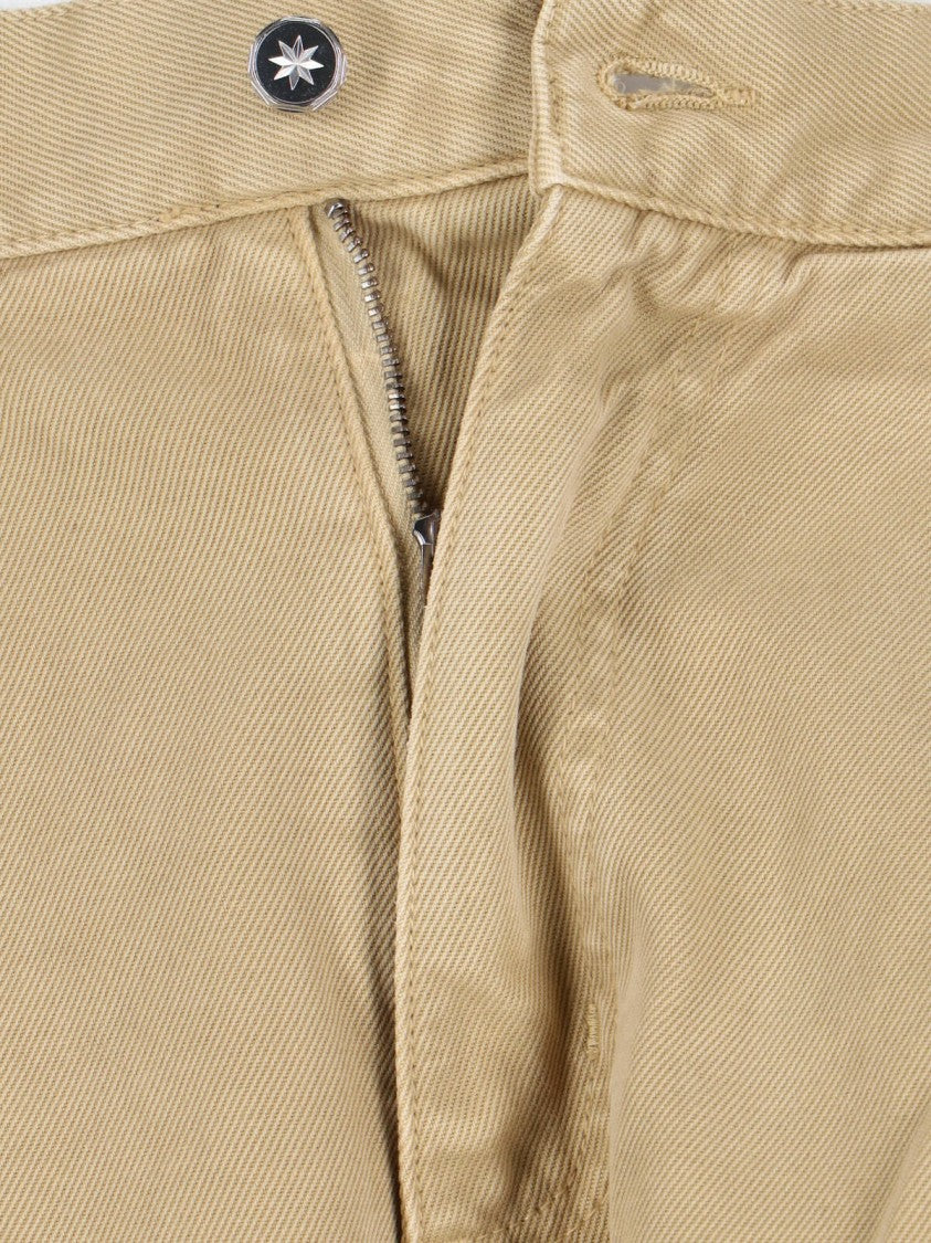 Pdf Wide-Leg Beige Cotton Canvas Pants
