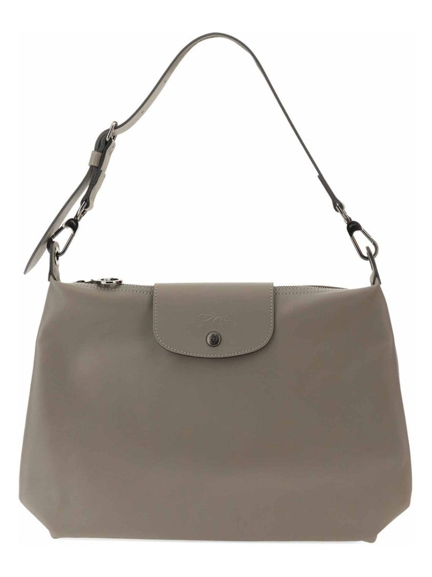 Longchamp Medium Smooth Leather Hobo Bag With Adjustable Strap