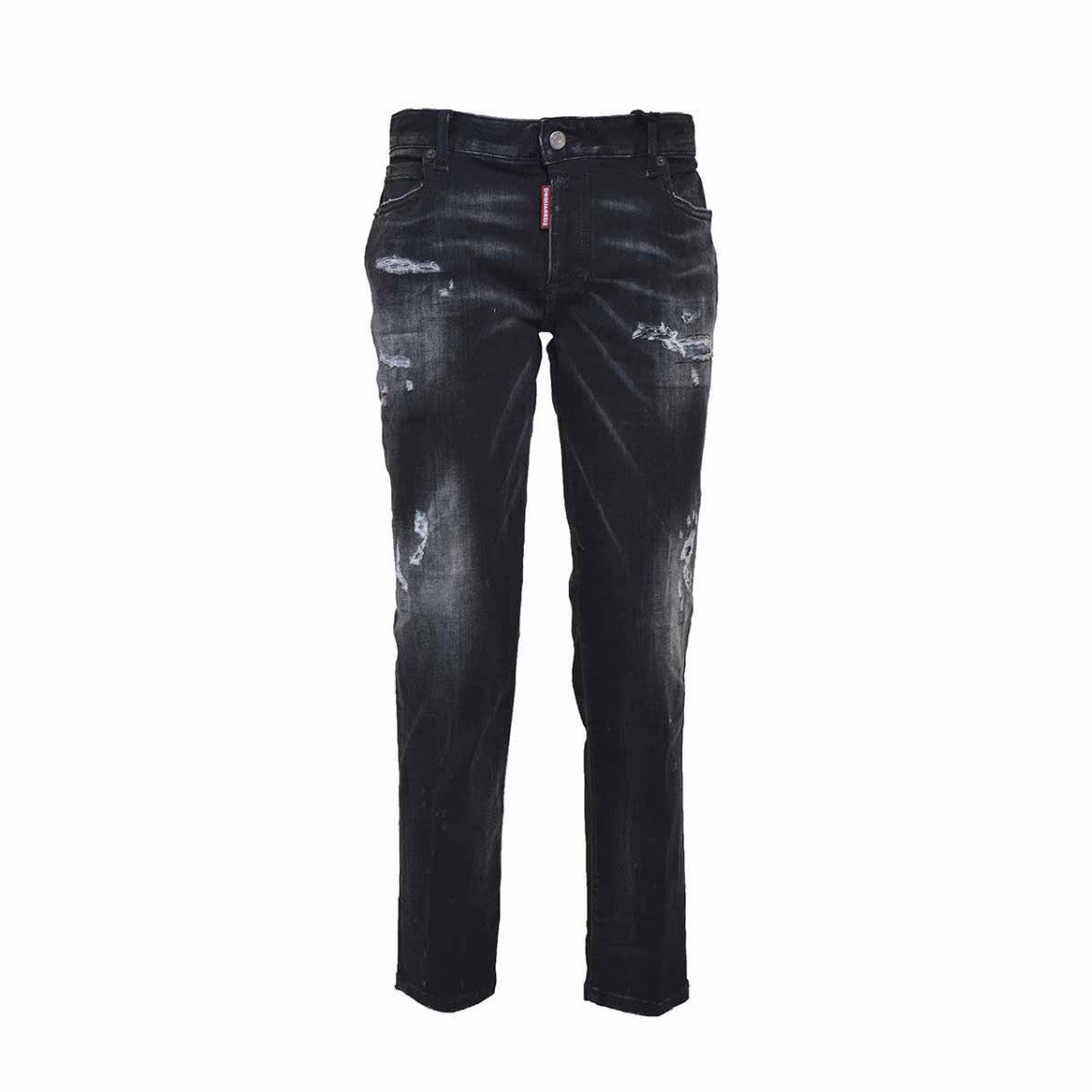 Dsquared2 Black Mid-Rise Cropped Twiggy Jeans