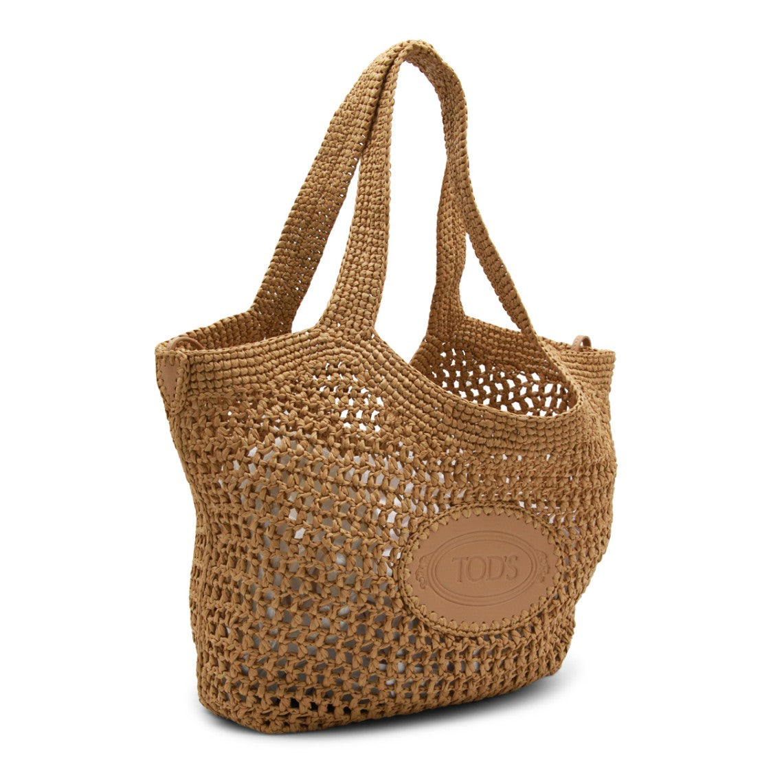 Tod's Natural Raffia Tote With Handcrafted Crochet Design