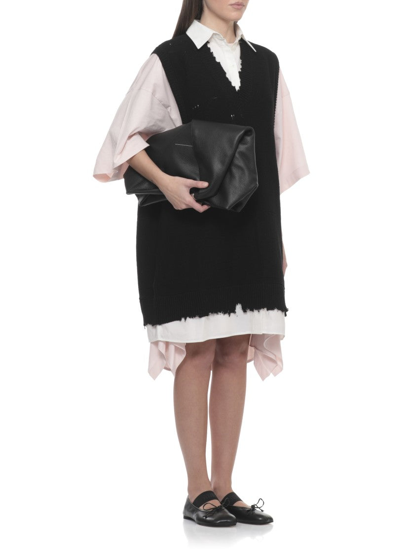 Mm6 By Maison Margiela Sleeveless Cotton Dress With Contrasting White Collar