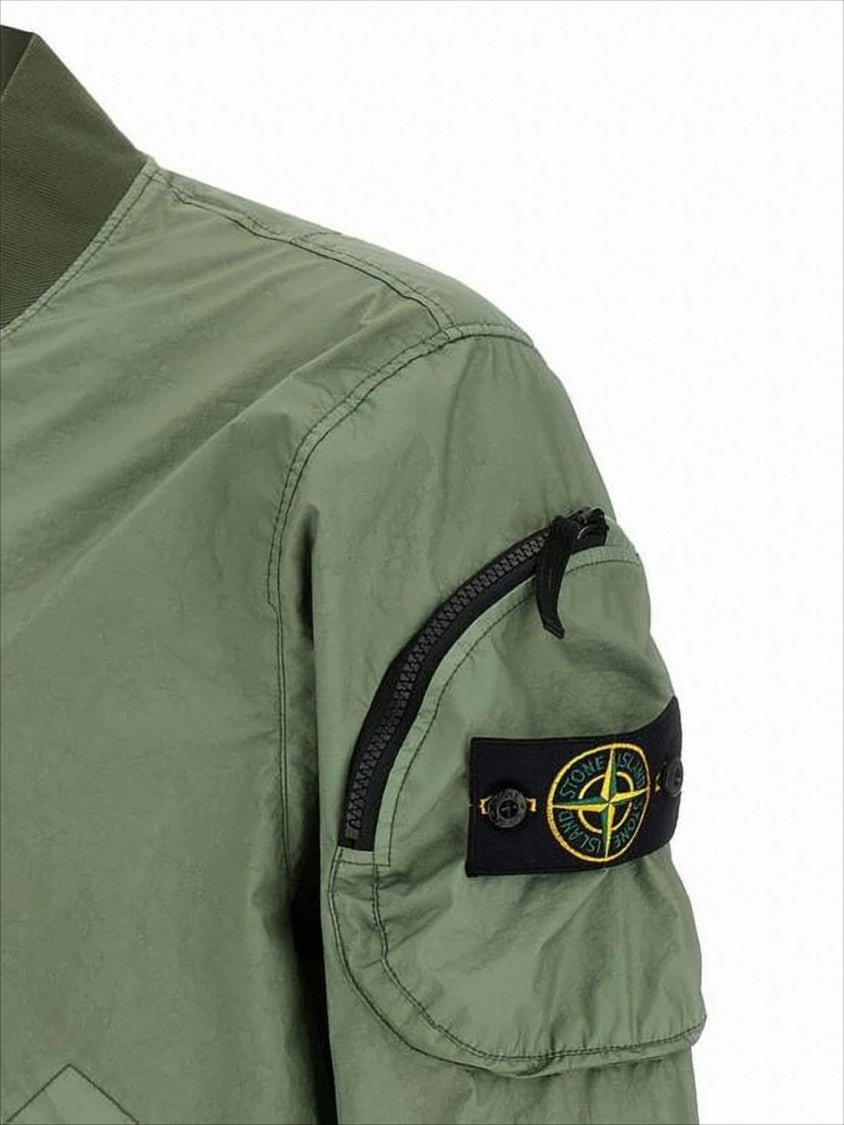 Stone Island Utilitarian Green Polyamide Bomber Jacket By Stone Island