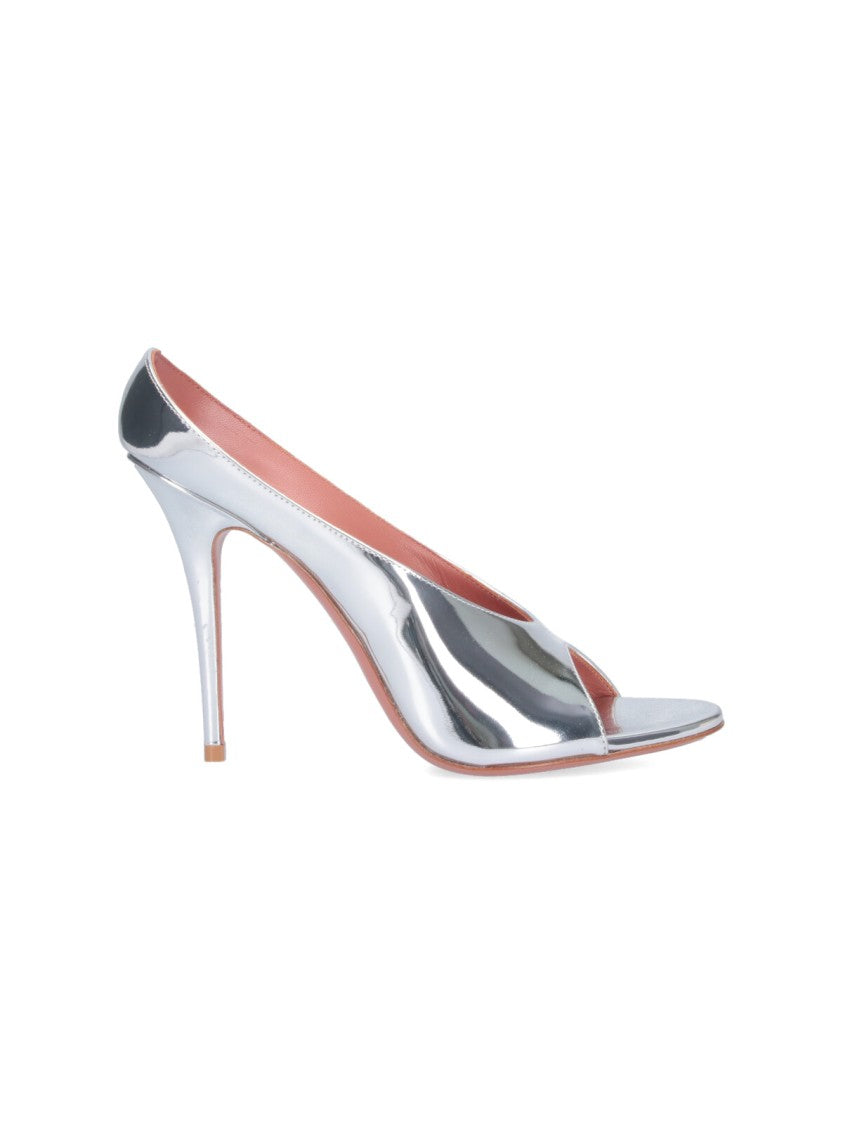 Amina Muaddi "Anok Slipper" Pumps Mirrored Patent Calfskin