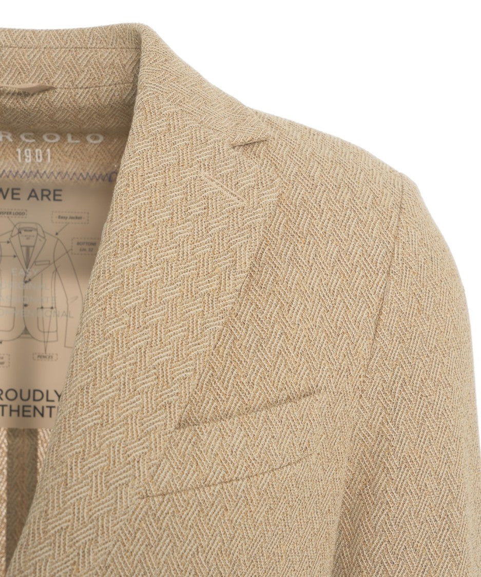 Circolo 1901 Beige Houndstooth Blazer With Tailored Fit And Practical Pockets