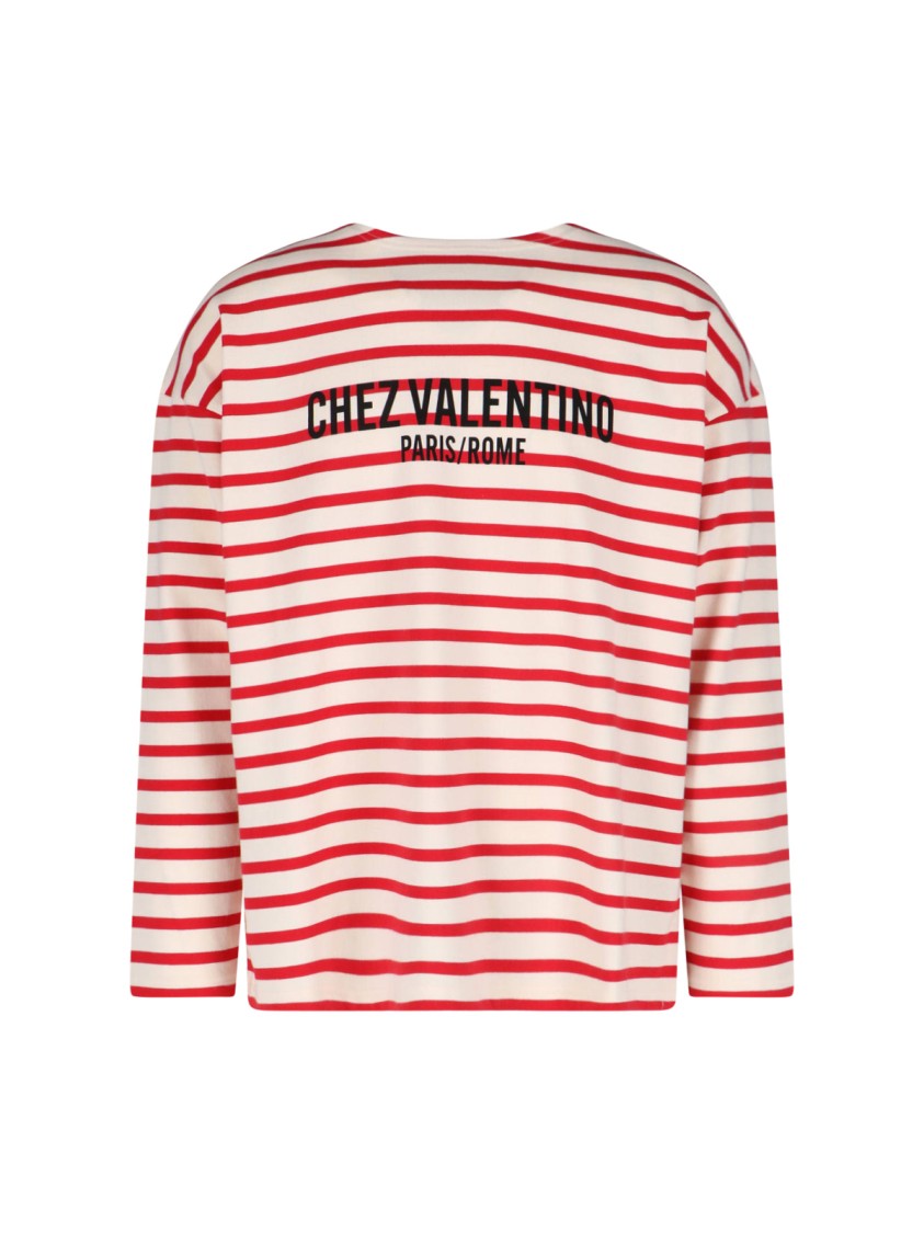 Valentino "Chez" Striped T-Shirt – Red
