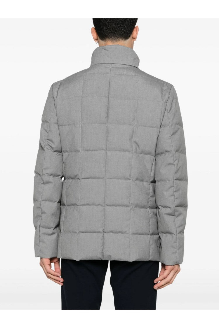 Fay Slate Nylon Quilted Down Jacket