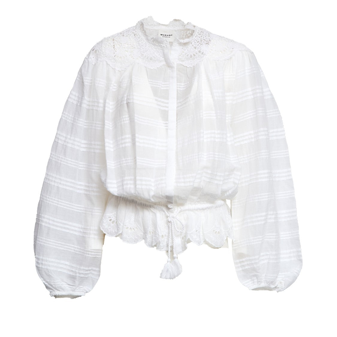 Isabel Marant Polly Floral Lace Mock Neck Blouse