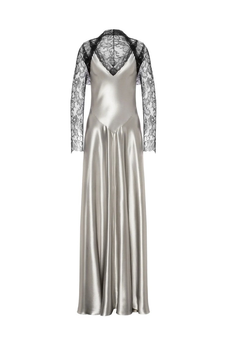 Alberta Ferretti Slate Chiffon Maxi Dress