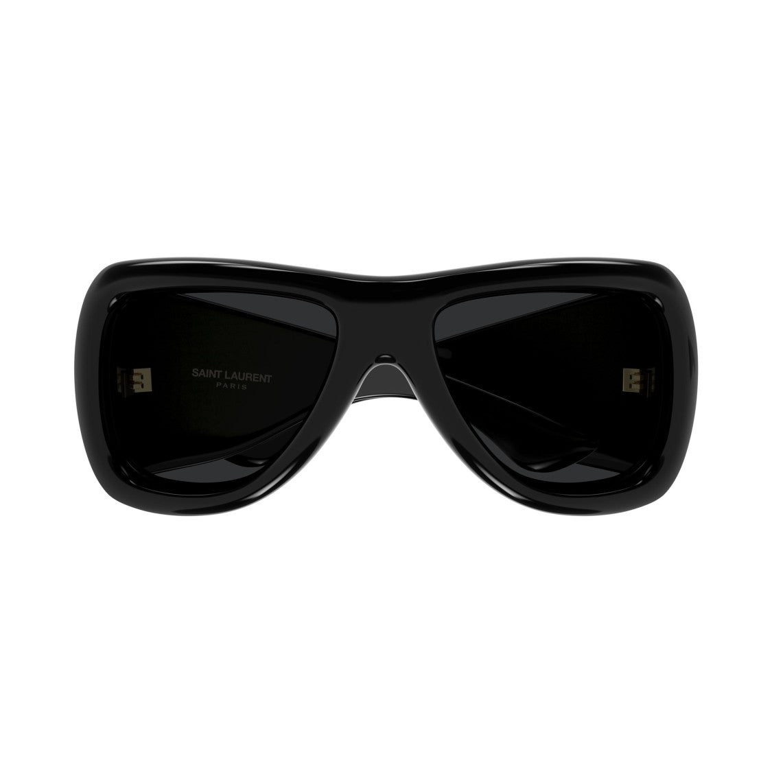 Saint Laurent Oversized Rectangular Sunglasses With Glossy Finish And Gold Branding