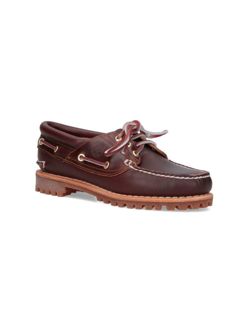 Timberland Brown Leather Slip-On Moccasins With Platform Sole
