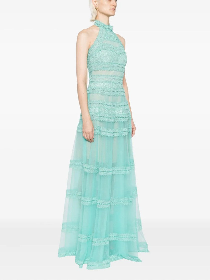 Saiid Kobeisy Lace Striped Long Dress