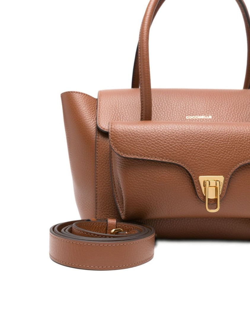 Coccinelle Structured Calfskin Shopper Bag With Gold-Tone Accents