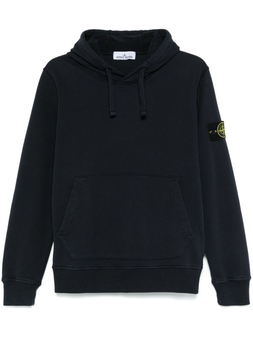 Stone Island Blue Relaxed-Fit Black Hoodie