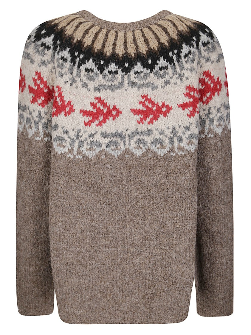 Thibault Van Der Straete Round-Neck Sweater With Rib Fairisle Bird Long Sleeve