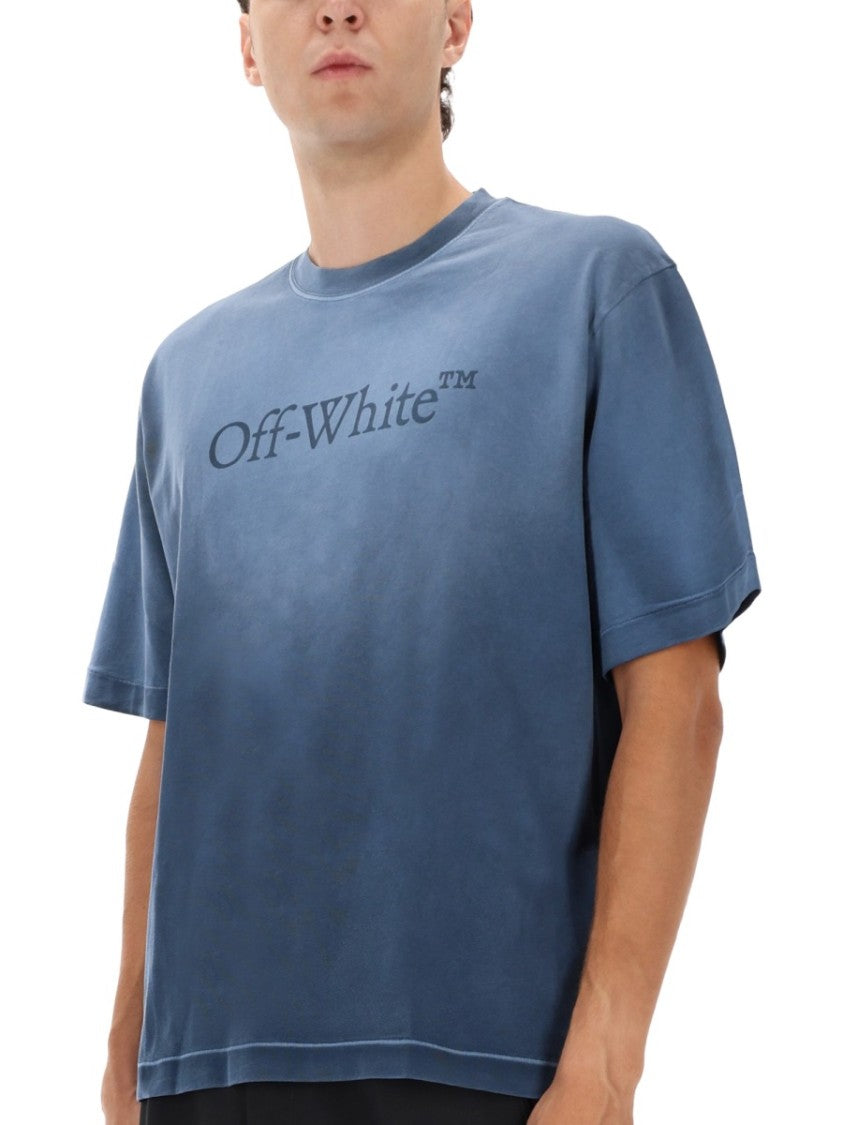 Off-White Relaxed-Fit Blue T-Shirt With Ribbed Details