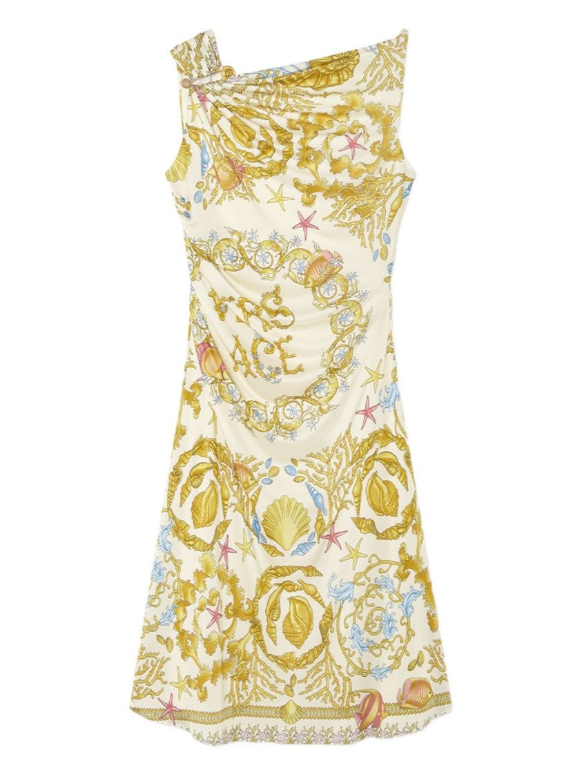 Versace Ivory Yellow Floral Mini Dress