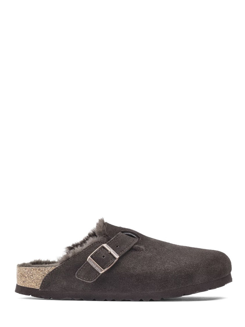 Birkenstock Mocca Suede Slip-On Shearling Flat Shoes
