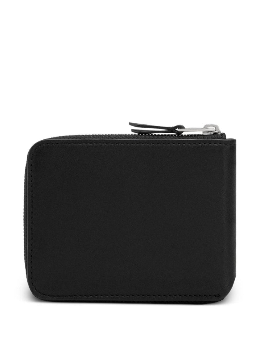 Ami Paris Black Monogram Coin Pocket Leather Wallet