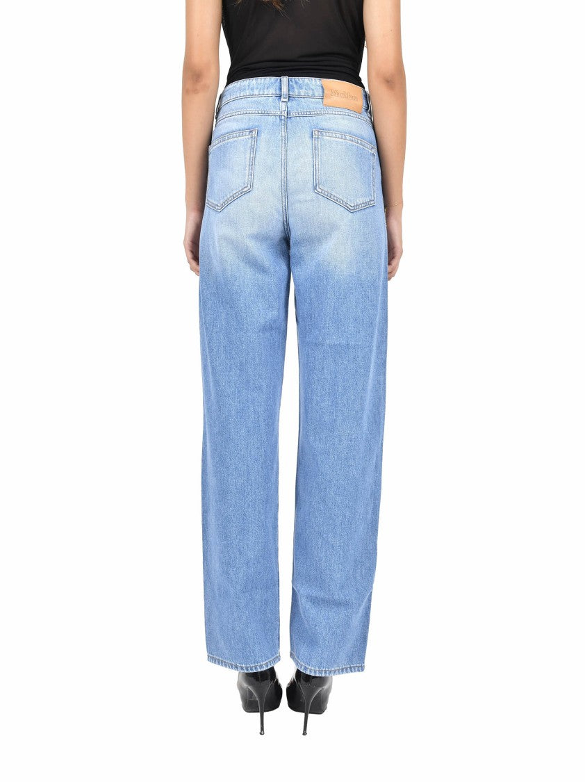 Max Mara Light Blue Cotton Denim Oversized Jeans