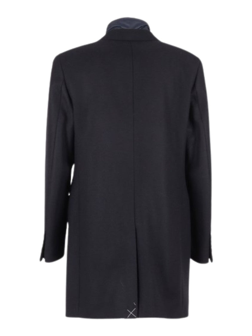 Fay Layered Wool Coat With Button Fastening And Flap Pockets